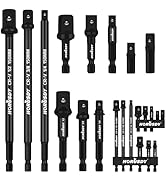 HORUSDY 11-Piece Impact Socket Adapter Set, 1/4-Inch Hex Shank, Cr-V Steel High Torque Drill Exte...