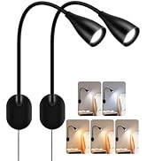 LiFMIRA Wall-Mounted LED Bedside Reading Light with USB Charging Port, 10-Level Dimmable & Adjust...