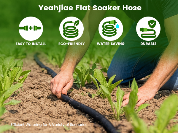 Flat soaker hose garden