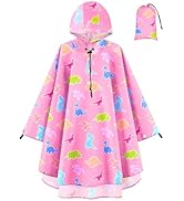 OlyPegic Kids Rain Poncho with Hooded Reusable Waterproof Lightweight Ponchos Kids Boy Girl Rainc...