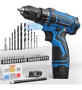 Cordless Drill Set,12V Power Drill Driver 3/8" Keyless Chuck with 42 Acessories, Built-in LED Lig...