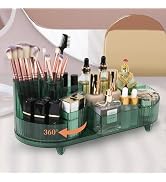 Zufudo Makeup Organizer for Vanity 360 Rotating Plastic Makeup Brush Holder Large Cosmetic Skinca...