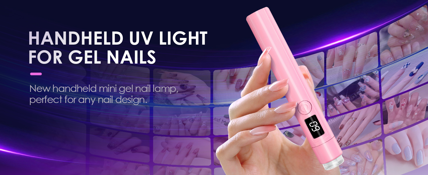 Pink Mini UV Light for Gel Nails, Handheld LED Nail Lamp