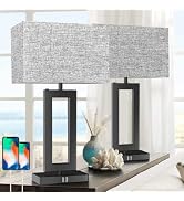 MoMyofdy 22’’ Set of 2 Touch Control Table Lamp w. 2 USB Ports, 3-Way Dimmable Modern Bedroom Bed...