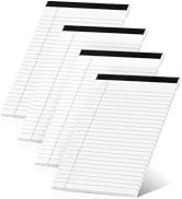 Legal Pads 5x8 Inch, 4 Pack, Narrow Ruled, 5x8 White Legal Pad, Mini Double-Sided Printing Notepa...