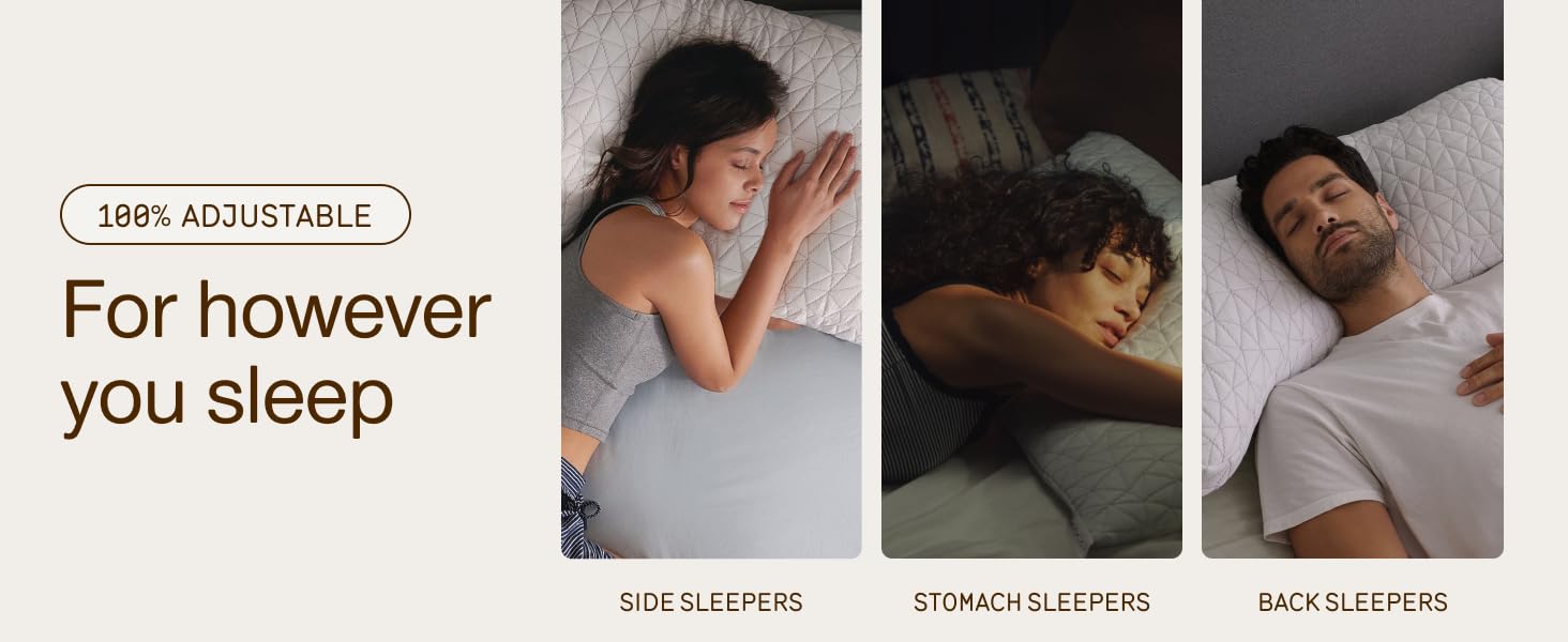 back sleeper side sleeper stomach sleeper pillow adjustable firmness memory foam fill firm support