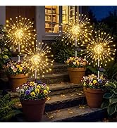 btfarm 4 Pack 120 LED Solar Garden Lights Outdoor, 8 Modes Firework Lights Solar Powered, Waterpr...