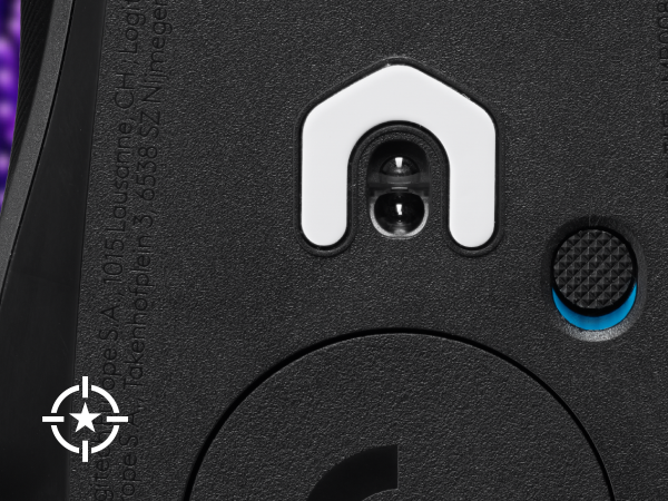 A zoom of G502 X Corded tracking sensor