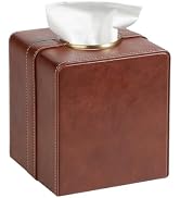 Cretkhp Luxury Square Tissue Box Cover, PU Leather Tissue Box Holder with Magnetic Closure and Go...