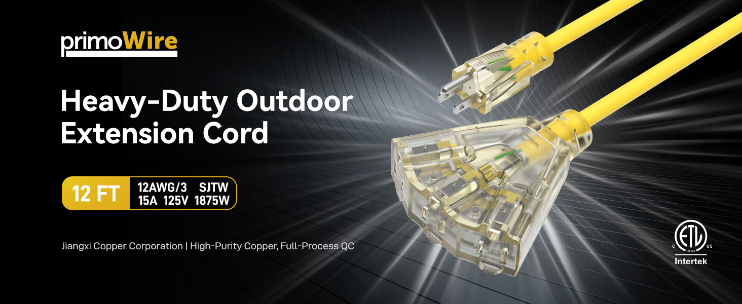 Heavy-Duty Outdoor Extension Cord with 3 outlets