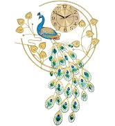 Akynjtbca Large Peahen Wall Clock for Living Room Decor, Mid Century Decorative Big Peacock Wall ...