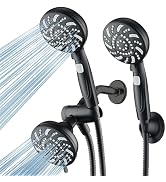 AquaDance High Pressure Dual Shower Head Combo - Fixed Rain Showerhead w/Handheld, Handle Pause S...