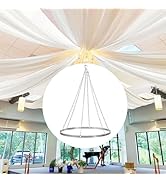 FUHSY Ceiling Drapes Hanging Kit Silver Metal Wedding Ceiling Drapes Hanging Hoop Ceiling Draping...