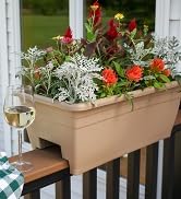 deck rail plant pot, wooden deck rail planter, rectangular planter, outdoor planter
