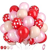 Light Pink and Red Balloons, Pink and Red Balloons, Red and White Polka Dot Balloon for Birthday ...