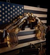 Pistol Whiskey Decanter Set of 2 300ml On American Flag Wall Rack by The Wine Savant - Tik Tok Gu...