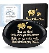 for Mom, Mom Gifts from Daughter Son, Elephant Gift's Natural Stone Decorative Pebble with Gift B...