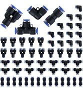 Taiidaues 60 Pcs Push to Connect Fittings Pneumatic Fittings Kit, 1/4" OD Quick Connect Air Hose ...