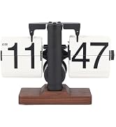 Flip Desk Clock, 12 Hours Single Sided Retro Flip Down Clock, Battery Powered Gear Operated Clock...