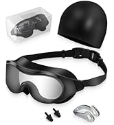 Hurdilen Swim Goggles with Nose Clip, Ear Plugs & Swim Cap, Anti-Fog UV Protection Lens, Leakproo...