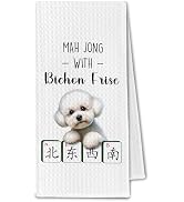 ChissNook Bichon Frise Mahjong Kitchen Towels, Bichon Frise Dog Lovers Gifts for Women & Men, Mah...