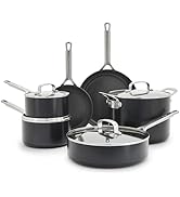 GreenPan x Bobby Flay Hard Anodized Nonstick 10 Piece Cookware Set, PFAS-Free Ceramic Pots & Pans...