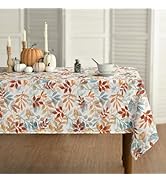 Horaldaily Fall Tablecloth 60x84 Inch Rectangular, Thanksgiving Autumn Harvest Orange Blue Waterc...
