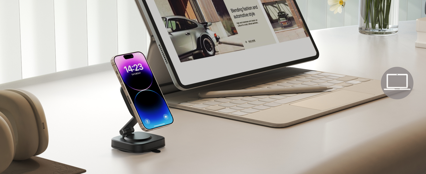 Laptop phone holder