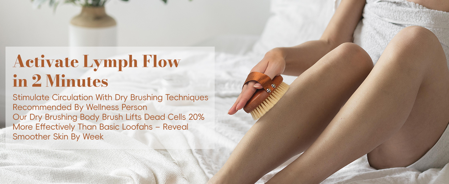Natural Boar Bristle Dry Body Brush for Lymphatic Drainage