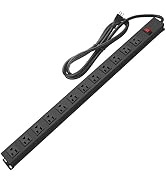 Metal Wall Mount Power Strip, Mountable Power Outlet with 12 AC Outlets, Aluminum Alloy Mount Pow...