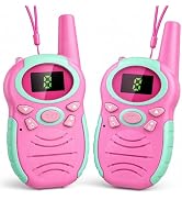 Kids Walkie Talkies Outdoor Toys - 2 Pack Pink Radios for Camping | Up to 3-Mile Range with Flash...