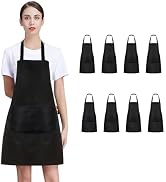 Nymmoata 8/12/24 Pack Plain Bib Aprons Bulk, Black Commercial Apron with 2 Pockets, Unisex Apron ...