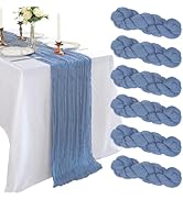 6 Pack 10FT Dusty Blue Cheesecloth Table Runner 120 Inch Long Gauze Rustic Boho Cheese Cloth Tabl...