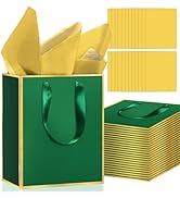 24 Pack Metallic Paper Gift Bags with Handles – Includes Tissue Paper – 8"x5"x10" – Elegant Perso...