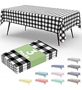 Smiry 3 Packs Gingham Disposable Table Cloth, 54 x 108 Inch Waterproof Plastic Tablecloth, Rectan...