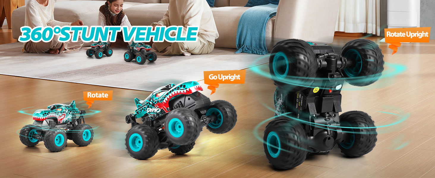 remote control monster truck dinosaur car cyan 04