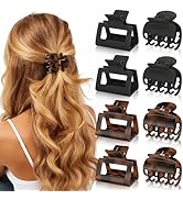 Oeusnael 8 Pcs Medium Hair Clips for Women Girls - 2 Styles Rectangle and Double Row Teeth Small ...