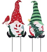 YEAHOME Outdoor Christmas Decorations, 2 Pack Gnomes Decorative Garden Stakes for Christmas Decor...