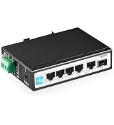 YuLinca 6 Port Mini Gigabit Industrial DIN-Rail PoE Switch, 4 x 100/1000Mbps PoE Ports,IEEE802.3a...