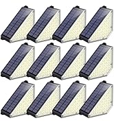 TECKNET Solar Step Lights for Outside, 2 Modes Brightness Adjustable, 24 LEDs Solar Stair Lights ...