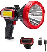 Rechargeable Spotlight Flashlight, Solar Flashlights Super Bright Handheld Spot Lights Flash ligh...