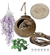 MUYG 4 PCS Crested Gecko Coconut Hide Natural Lizard Coco Hut Reptile Hanging Nest Flexible Vine ...