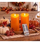 Homemory Halloween Orange Waterproof LED Candles, Remote Timer, Set of 2 | Flameless candles, D3 ...