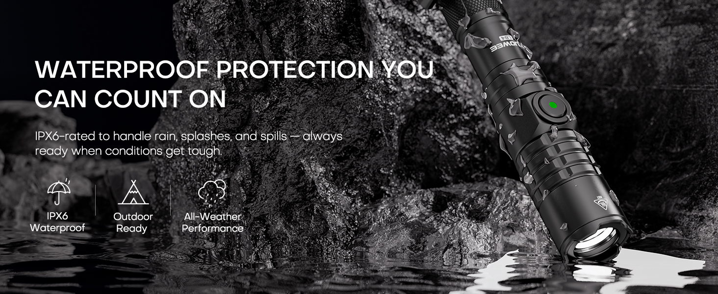 IPX6-rated to handle rain, splashies, and spills - always ready when conditions get tough.