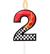 FAMGift Car Birthday Candle for Cake - Two Fast Themed Number 2 Candle Birthday Boy, Race Car Whe...
