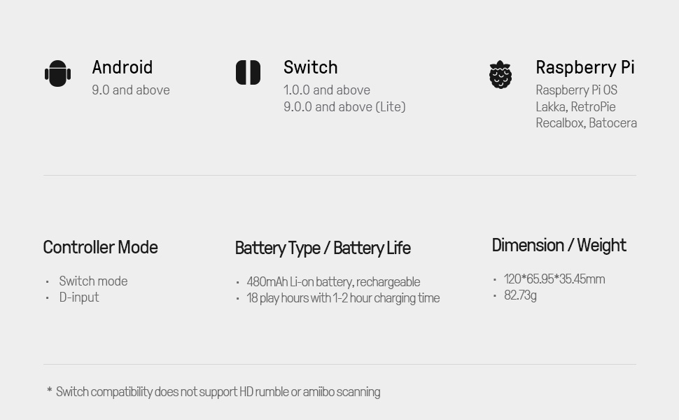 Bluetooth controller for Switch, Switch Lite, Android and Raspberry Pi