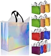 cabzymx 14 pcs Glossy Gift Bags Sets, 12.6 x 4.7 x 11 In Non-woven Reusable Party Bags with Sturd...