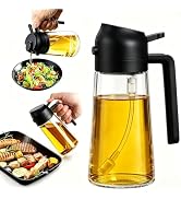 Pure Future 2-in-1 Olive Oil Sprayer for Cooking - 16oz/470ml Glass Oil Dispenser Bottle with Por...