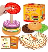 Jumlys Montessori Toys for 2, 3, 4, 5, Year Old, Wooden Burger Stacking Toys, Fine Motor Toys for...