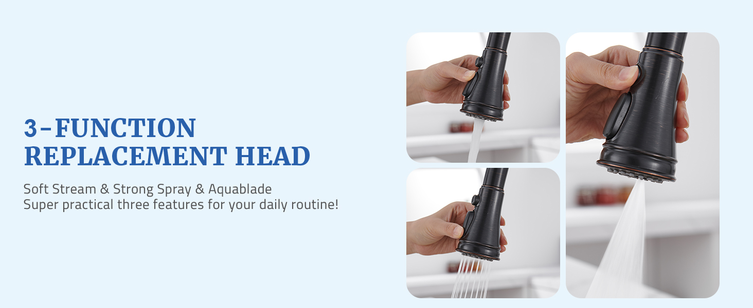 3 Functions Kitchen Faucet Sprayer Head Replacement